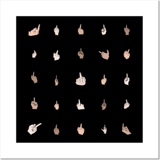 Middle Fingers Colored With Outlines Posters and Art